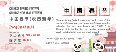Say Spring Festival in Chinese with Pinyin <br />中国春节 (zhōng guó chūn jié) <br />| Free Chinese Word Card Study with Pinyin