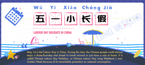 Say China’s Labor Day Holidays in Chinese: <br />五一小长假 (wǔ yī xiǎo cháng jià) <br />| Free Chinese Phrases Study with Pinyin