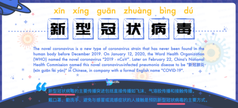Say COVID-19 in Chinese: <br />新型冠状病毒 (xīn xíng guān zhuàng bìng dú) <br />| Free Chinese Word Card Study with Pinyin