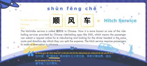 Say Hitch in Chinese <br />顺风车 (shùn fēng chē) <br />| Free Chinese Word Card Study with Pinyin